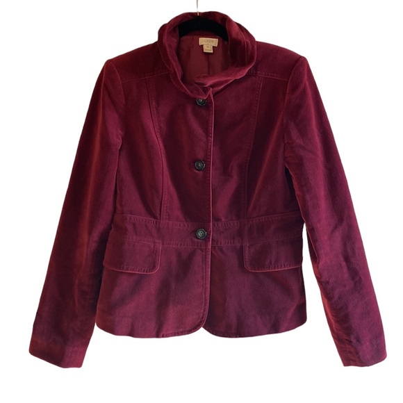 J. Crew Jackets & Blazers - J Crew Merlot/Red 3 Button Jacket/Blazer with high Rushed Collar Size 10
